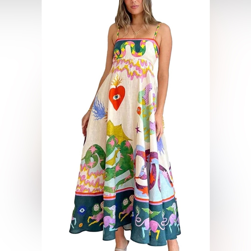 Viral graphic midi dress.